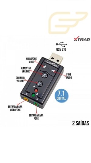 ADAPTADOR USB VIRTUAL 7.1 CANAIS XT2028