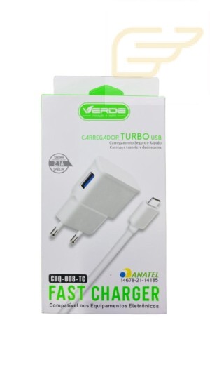CARREGADOR USB TIPO C TURBO VERDE CDQ-008-TC