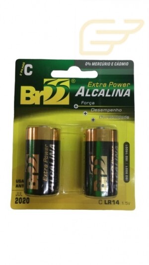 CARTELA COM 2 PILHAS BR55 ALCALINAS MEDIAS C LR14