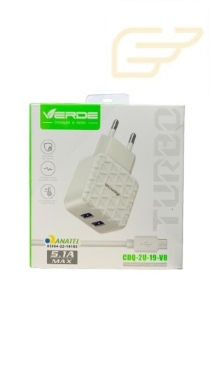 CARREGADOR MICRO USB 5.1A MAX VERDE CDQ-2U-19-V8
