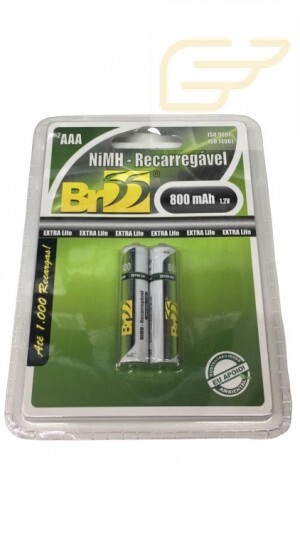 CARTELA COM 2 PILHAS BR55 RECARREGAVEIS NIMH PEQUENAS AA 2600mAh