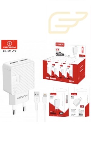 CARREGADOR 2USB LIGHTNING 5.1A KAPBOM KA-375-5G