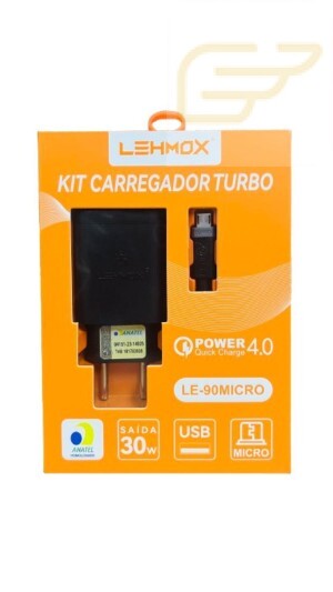 CARREGADOR MICRO USB 30W QUICK CHARGE 4.0 LEHMOX LE-90MICRO