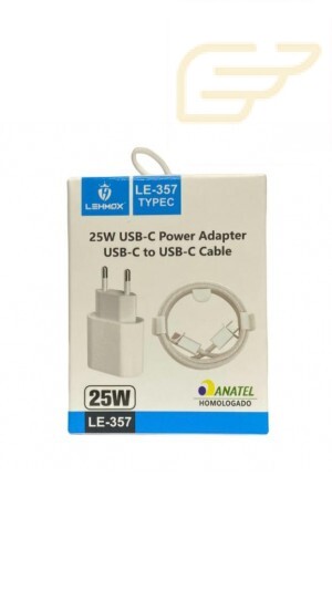 CARREGADOR 25W USB C/TIPO C LEHMOX LE-357TYPEC