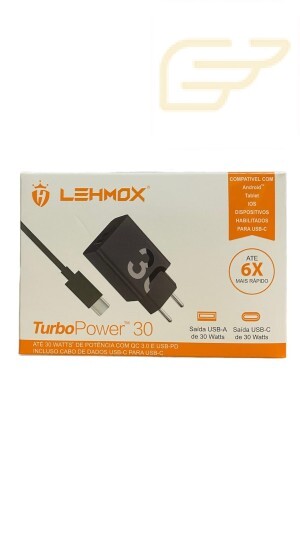 CARREGADOR TURBO USB TIPO C LEHMOX LE-490 A+C