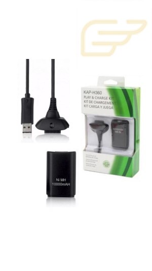 BATERIA E CABO PARA CONTROLE XBOX 360 KAPBOM KAP-H360