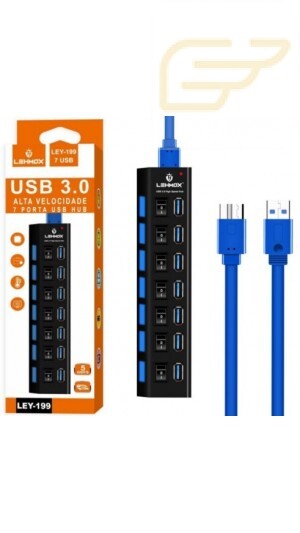HUB 3.0 7 PORTAS USB EXTENSOR COM INTERRUPTOR LEHMOX LEY-199
