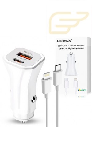 CARREGADOR VEICULAR USB + TIPO C 20W COM CABO LIGHTNING LEHMOX LE-355