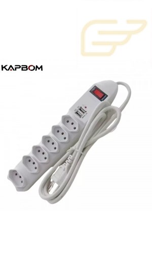 FILTRO DE LINHA DE 6 TOMADAS BIVOLT 2USB COM CABO DE 3M KAPBOM SL7609