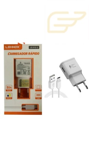 CARREGADOR MICRO USB V8 3.1A LEHMOX LE-512-2