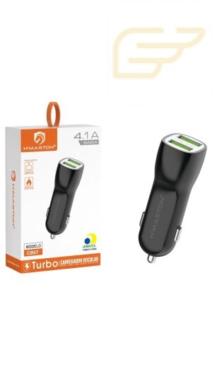 CARREGADOR VEICULAR COM DUAS ENTRADAS USB TURBO HMASTON CB07